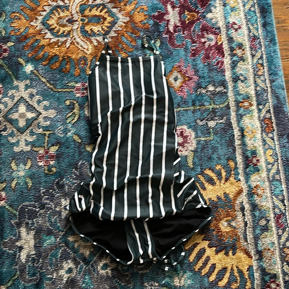 Albion THE MEGAN ONE-PIECE SWIMSUIT Green and White Stripe Medium - Picture 6 of 11